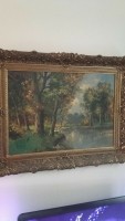 Landschapsschilderij in klassieke lijst te koop aangeboden