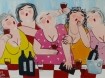 schilderij vrolijke dikke dames