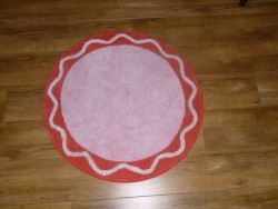 Roze rood wit ronde vloermatten, 2 stuks