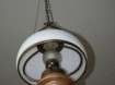 Mooie hanglamp, Met hout, brons en glas.