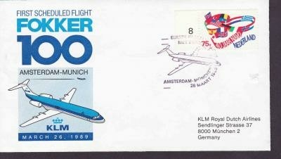 Nederland 1e dagenvelop Fokker 100