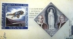 Ansichtkaart Monaco met 6 ongestempelde thema postzegels,gs…
