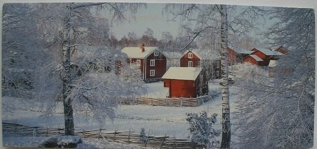 Ansichtkaart - winters Zweden - langwerpig