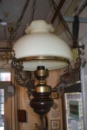 Hanglamp vintage glas en hout