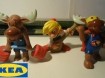 Drie rubberen figuurtjes van Ikea (hoogte: ongeveer 6 cm).