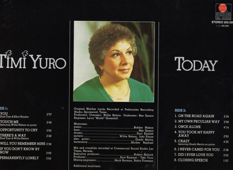 TimiYuro LP (sings Willie Nelson), Today, nst, (p) 1981