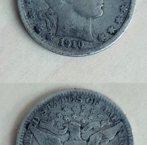US zilveren barber quarter 1910