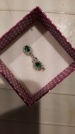 zilveren oorbellen met zirkonia en groene natuursteen