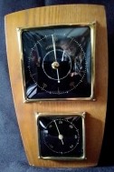 Vintage Baro-/thermometer,messing rand,eiken montuur, zgst