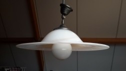 Vintage marmeren hanglamp met messing incl. 2 bollampen