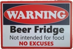 Warning Beer Fridge reclamebord
