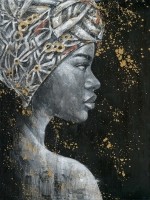 Olieverf schilderij Afrikaanse vrouw zijkant Ter Halle