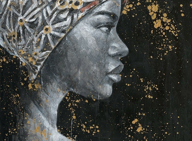 Olieverf schilderij Afrikaanse vrouw zijkant Ter Halle
