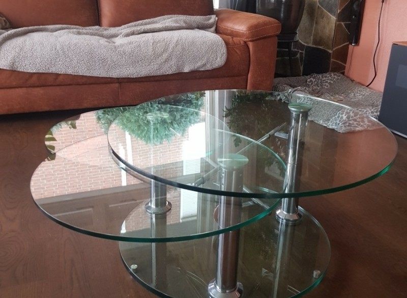 Chroom/ Glazen salon tafel 