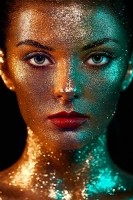 Glasschilderij vrouw met 2 kleuren gezicht | Ter Halle | 49…