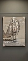 3D Olieverf schilderij Zeilboot van Ter Halle