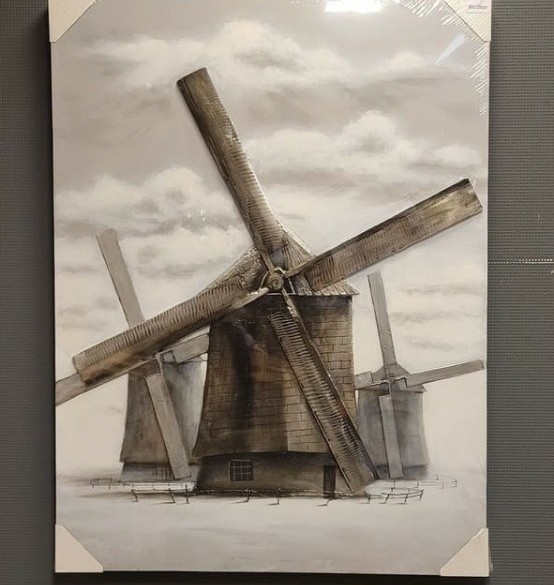 3D Olieverf schilderij Molens van Ter Halle.