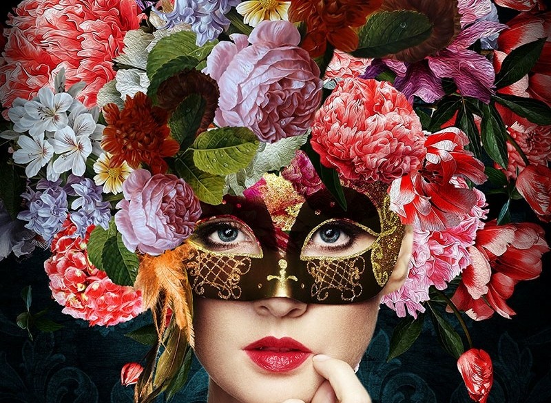 Glasschilderij 3D vrouw met een masker| Ter Halle | 005