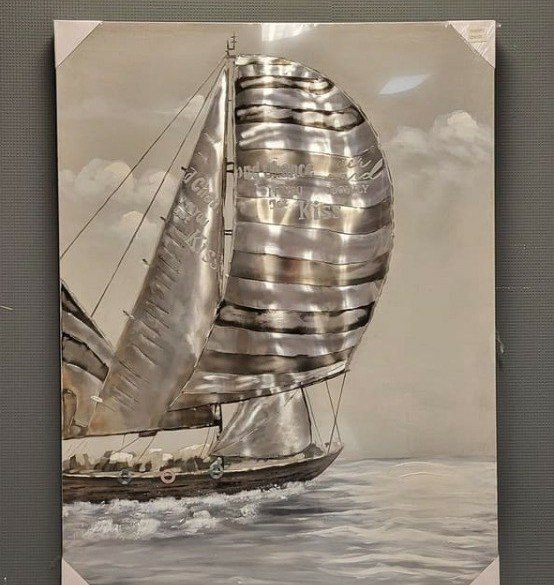 3D Olieverf schilderij Zeilboot van Ter Halle