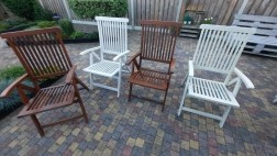 4 teak houten standenstoelen inklapbaar