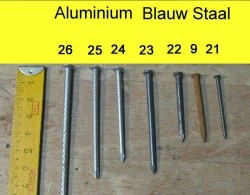 Spijkers /draadnagels, ijzer, staal, aluminium, messing