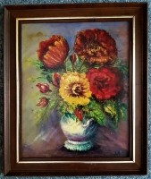 Bloemen schilderij op een paneel 