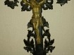 Antiek Houten kruis met bronzen jezusbeeld