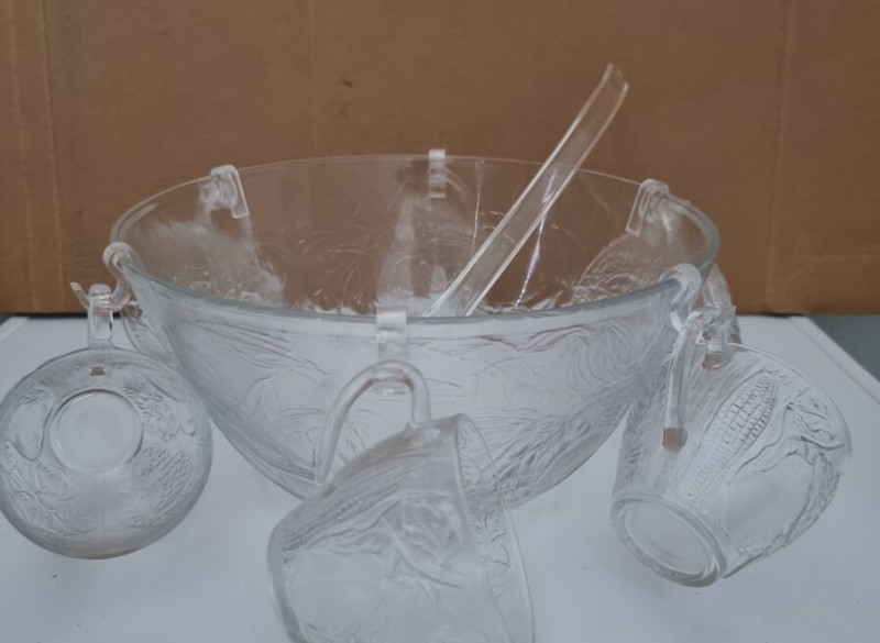 Glazen bowlset/eierpunchschaal