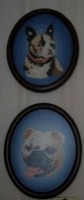 Leuk geborduurde Bulldog schilderijtjes