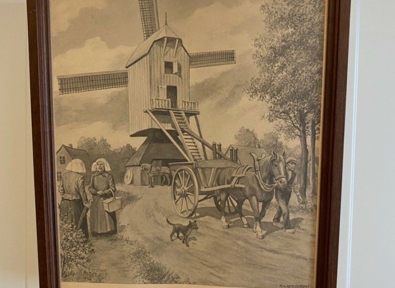 Prent van Korenmolen te Vught Anno 1900 / H van Amelsvoort
