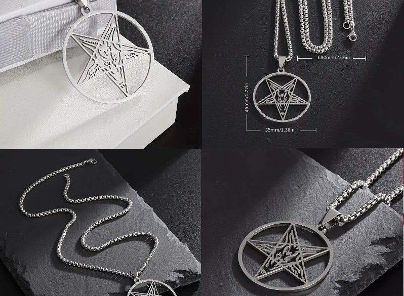 pentagram hanger met ketting ,death black gothic