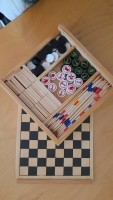 Reisspel hout, domino, schaken, mikado