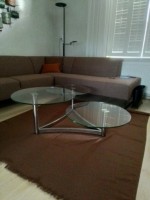 Glazen salontafel met RVS.