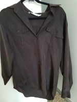 Blouse, zijde. Bruin. Zara. Xs