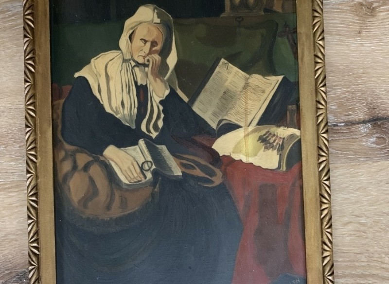 Schilderij droevige vrouw