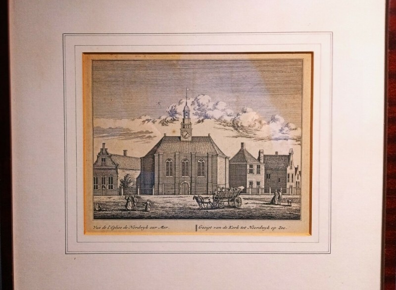 Gravure Noordwijk Gesigt van de kerk Noordwijk binnen.