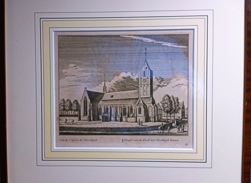 Gravure  Noordwijk grzicht op de kerk te Noordwijk aan Zee