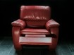 Degelijke robuuste rood leder relaxfauteuil