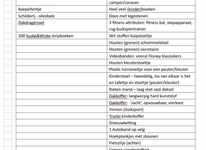 diverse spullen - zie lijst