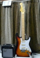 Gitaar stratocaster met versterker en draagtas